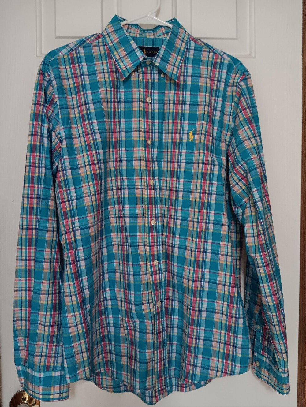 Polo by Ralph Lauren Teal & Pink Plaid Button-Down Shirt